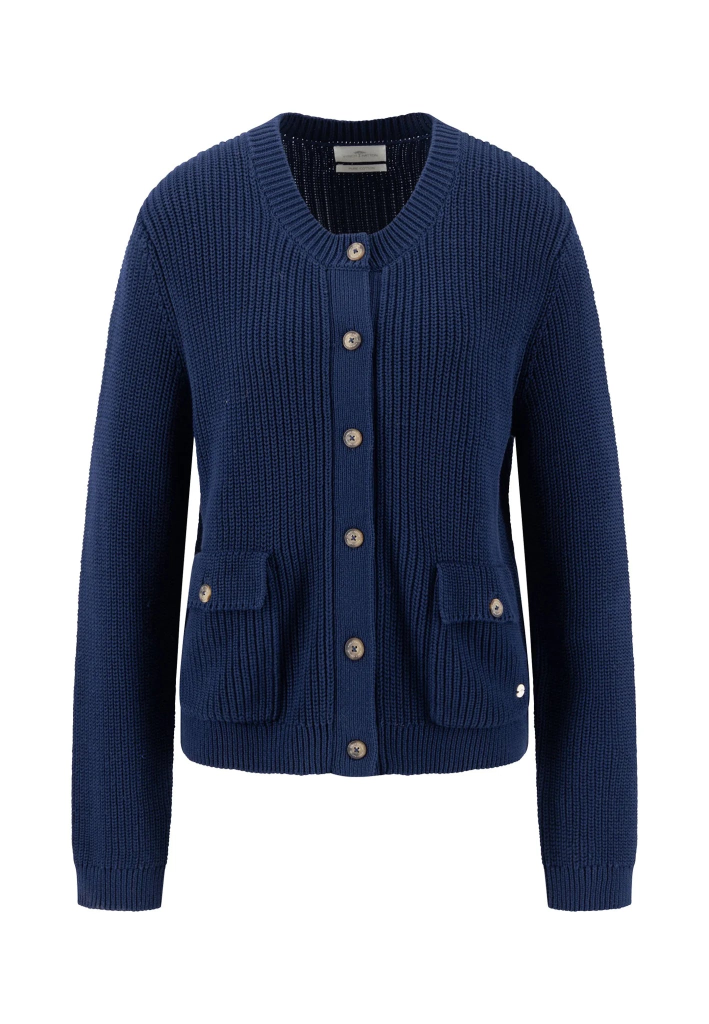 Fynch Hatton Knitwear , the Jacket Knit O-Neck Cotton