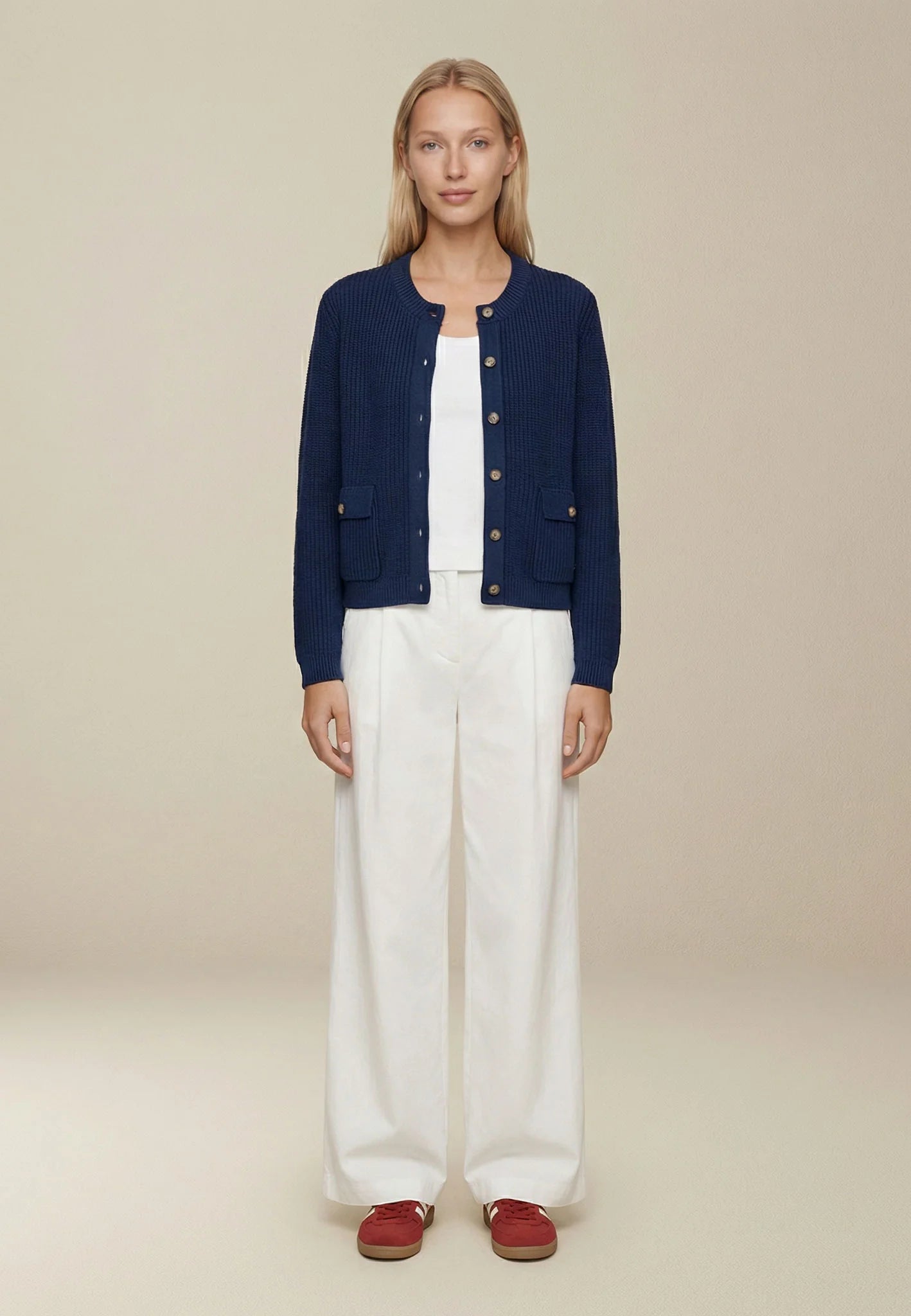 Fynch Hatton Knitwear , the Jacket Knit O-Neck Cotton