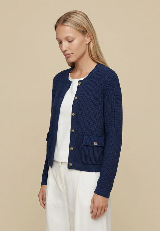 Fynch Hatton Knitwear , the Jacket Knit O-Neck Cotton