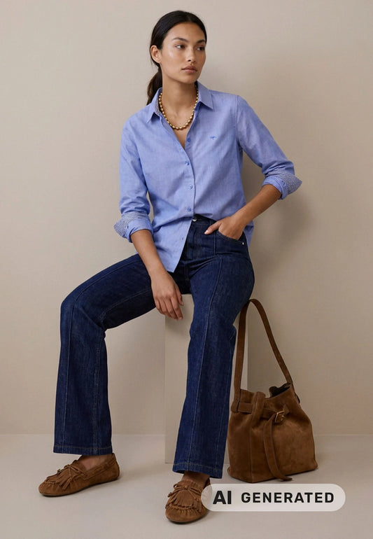 Fynch-Hatton Shirts, the Galaxy Blue Blouse Cl Oxford