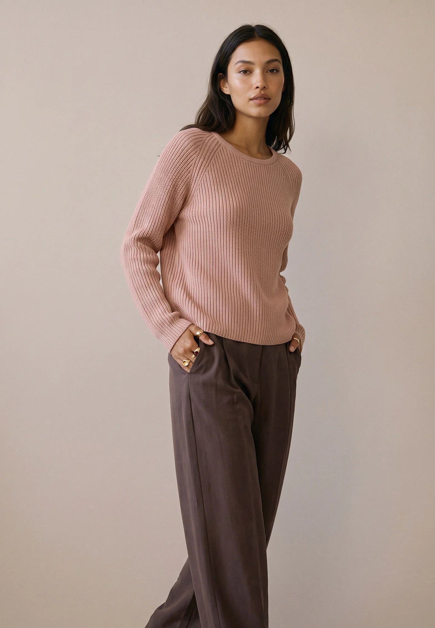Fynch-Hatton Knitwear, the Silky Rose Pullover O-Neck Cotton