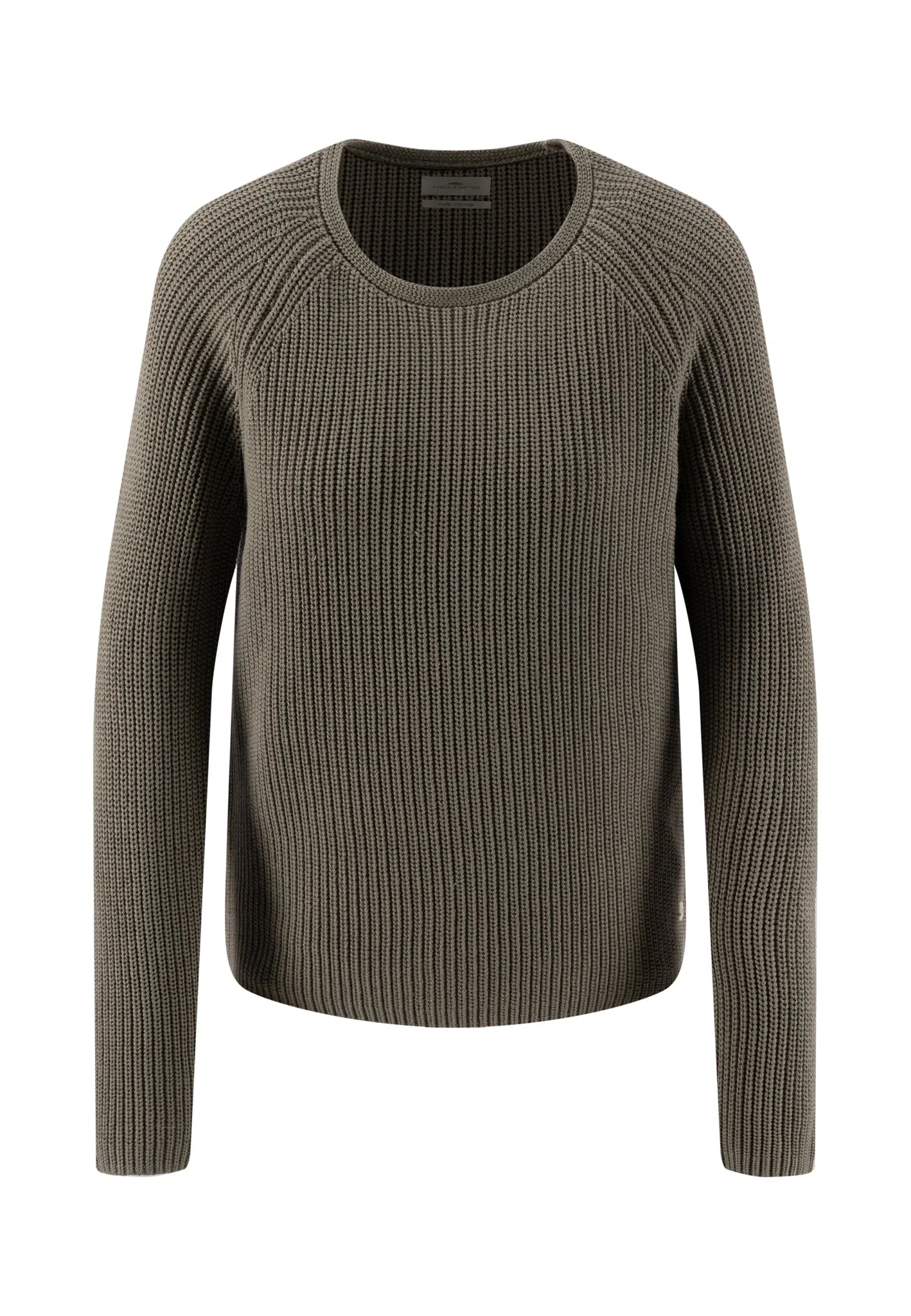 Fynch-Hatton Knitwear, the Dusty Green Pullover O-Neck Cotton