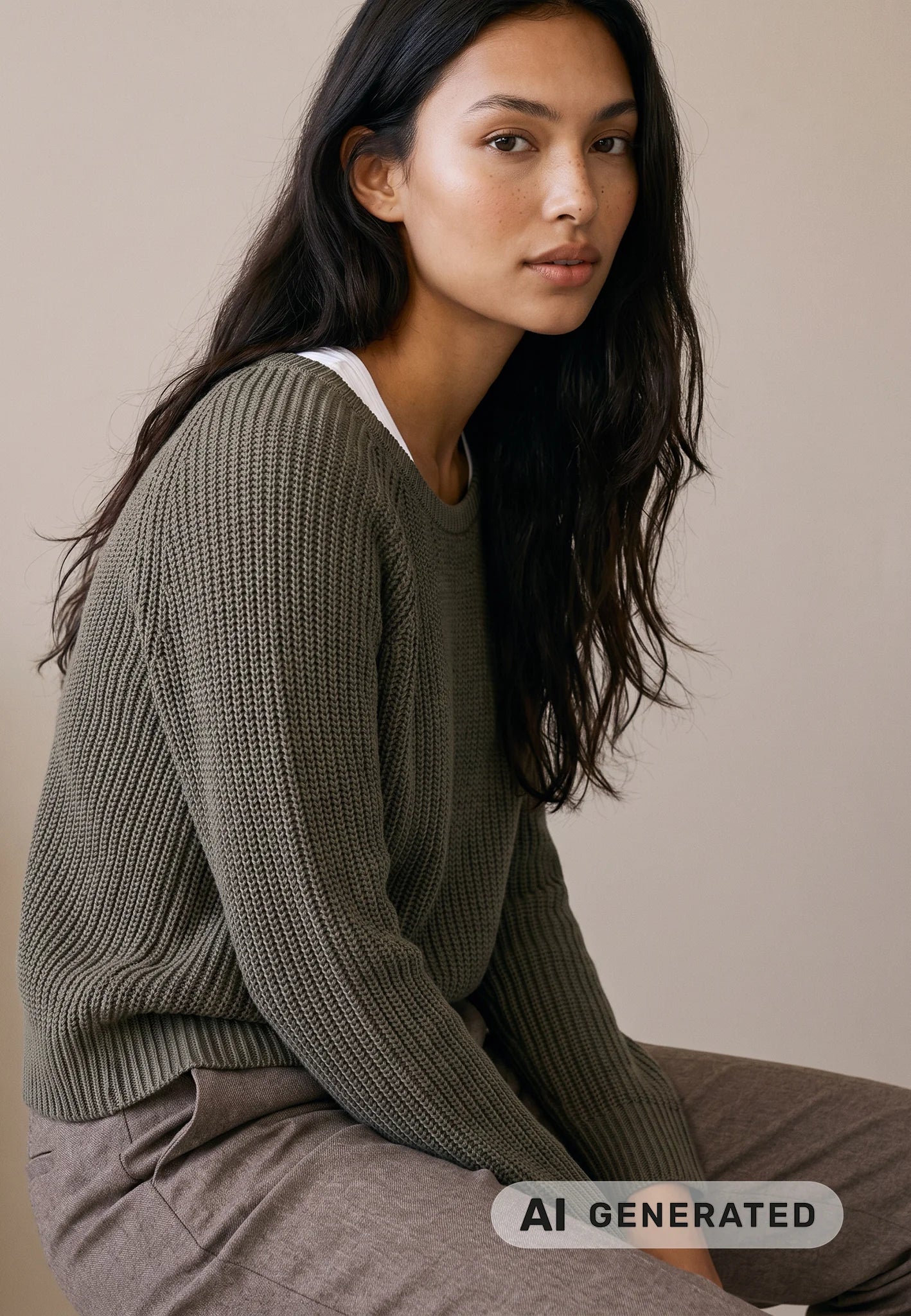 Fynch-Hatton Knitwear, the Dusty Green Pullover O-Neck Cotton