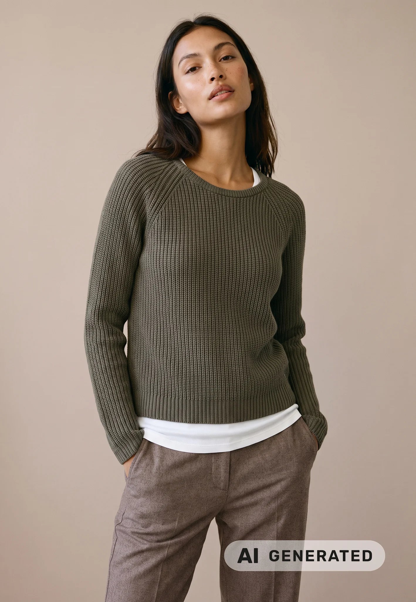 Fynch-Hatton Knitwear, the Dusty Green Pullover O-Neck Cotton