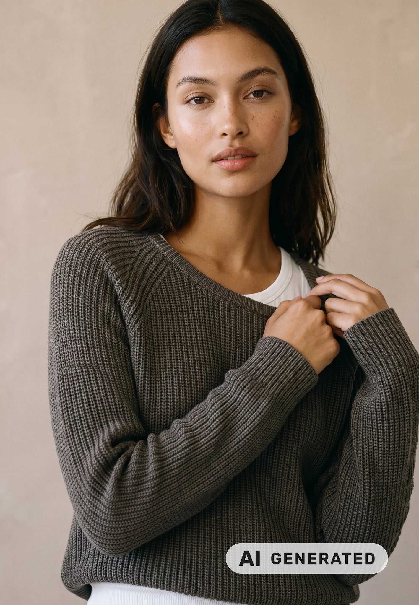 Fynch-Hatton Knitwear, the Dusty Green Pullover O-Neck Cotton