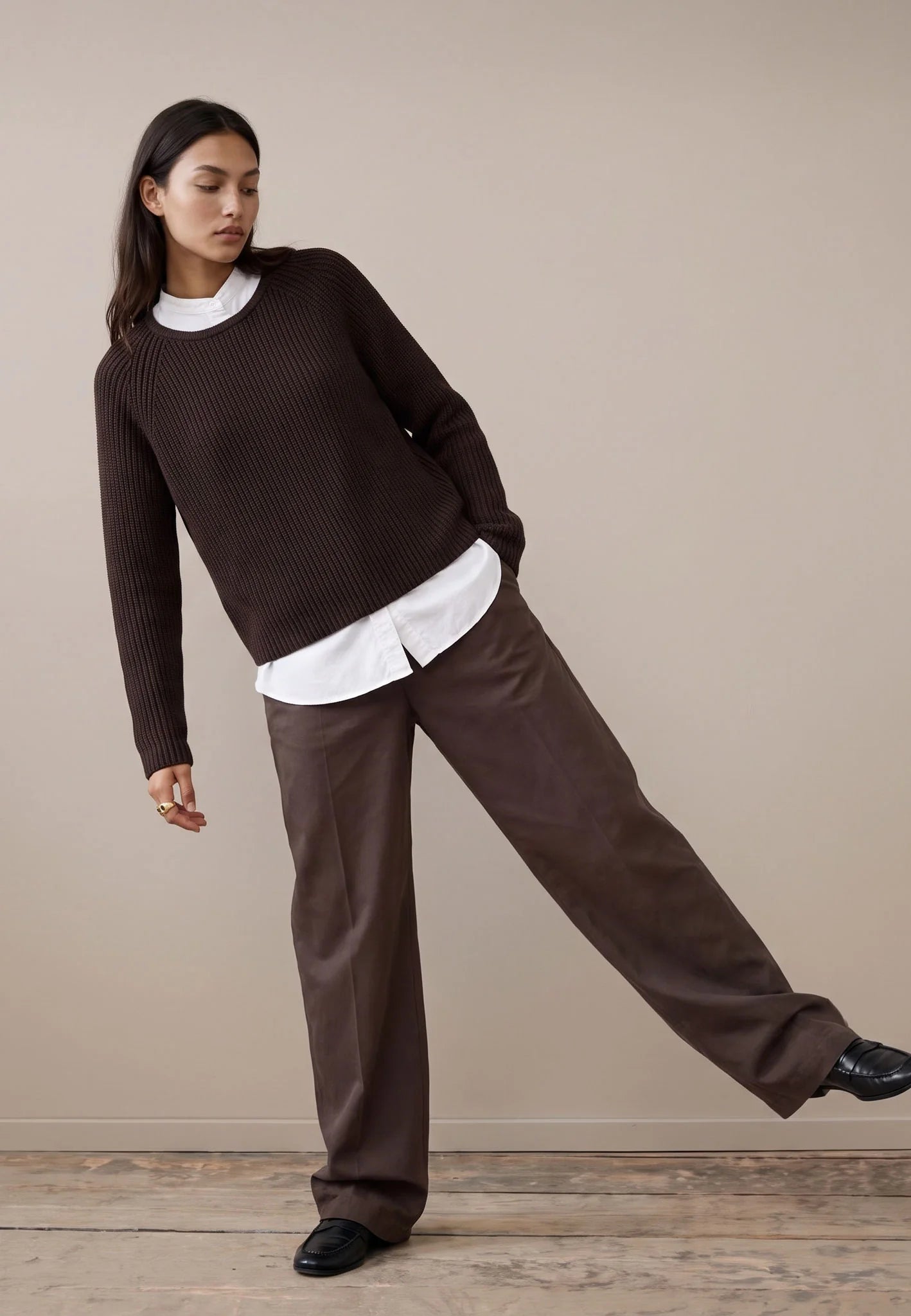 Fynch-Hatton Knitwear, the Espresso Pullover O-Neck Cotton