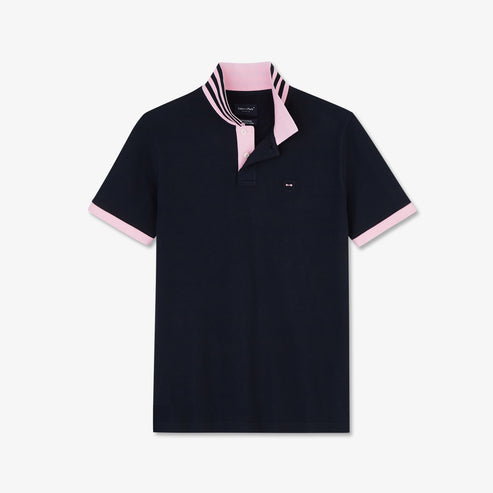 Eden Park Polo Shirts - Navy blue pima cotton polo with contrasting accents
