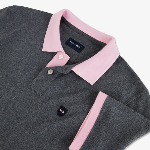 Eden Park Polo Shirts - Grey pima cotton polo with contrasting accents