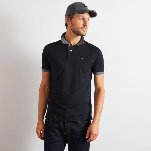 Eden Park Polo Shirts - Black pima cotton polo with contrasting accents