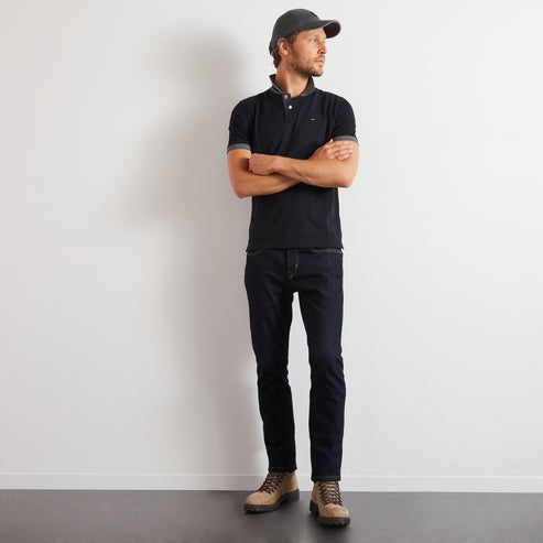 Eden Park Polo Shirts - Black pima cotton polo with contrasting accents