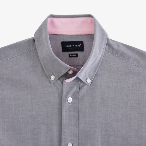 Eden Park Shirts - Short sleeved grey cotton shirt - Short Sleeve Classic Oxford