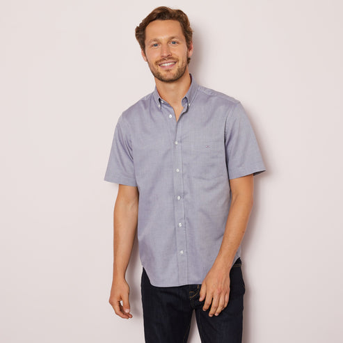 Eden Park Shirts - Short sleeved grey cotton shirt - Short Sleeve Classic Oxford