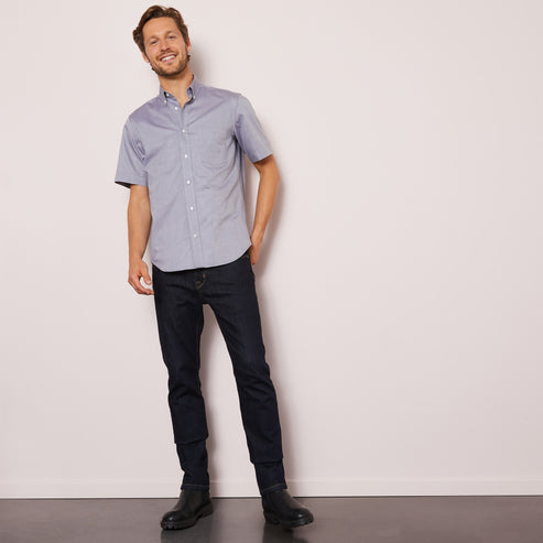 Eden Park Shirts - Short sleeved grey cotton shirt - Short Sleeve Classic Oxford