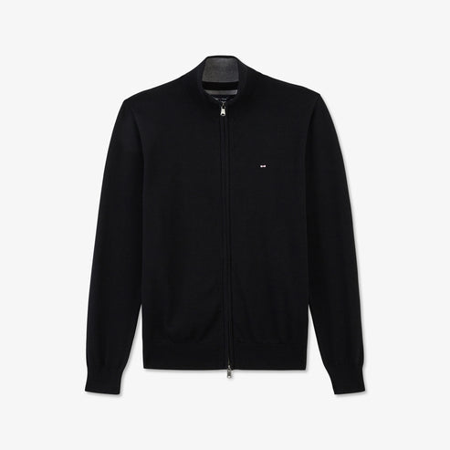 Eden Park Knitwear - Black cotton cardigan with zipper