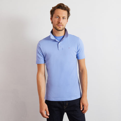 Eden Park Polo Shirts - Light blue stretch pima cotton polo