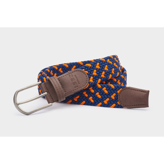Ibex 35mm Woven Jeans Belt - Navy/Orange
