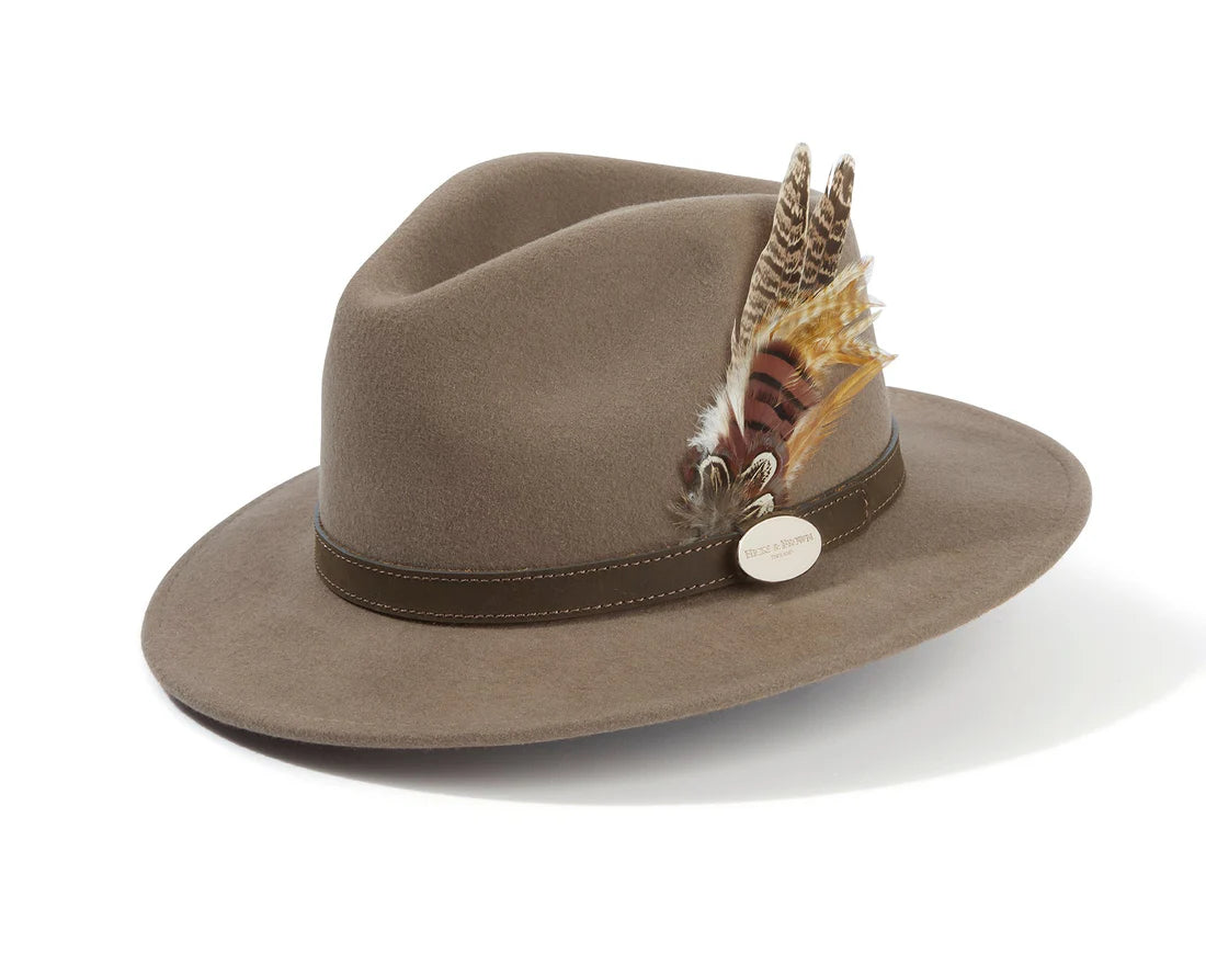 Hicks & Brown Accessories , the Suffolk Fedora Bronze Side Feather NEW 2026