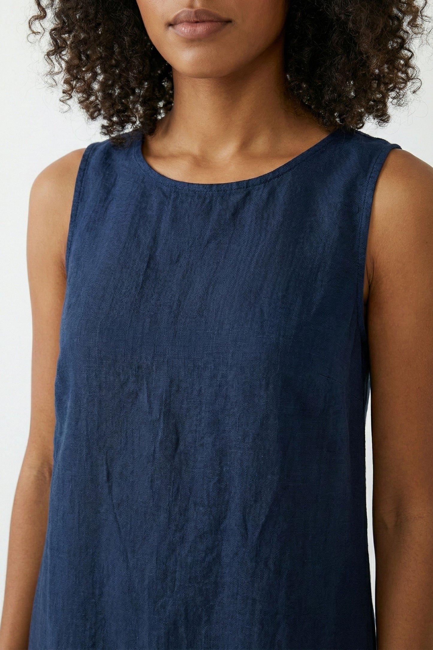 Oui Dress , the Linen patch dress Dk.Blue