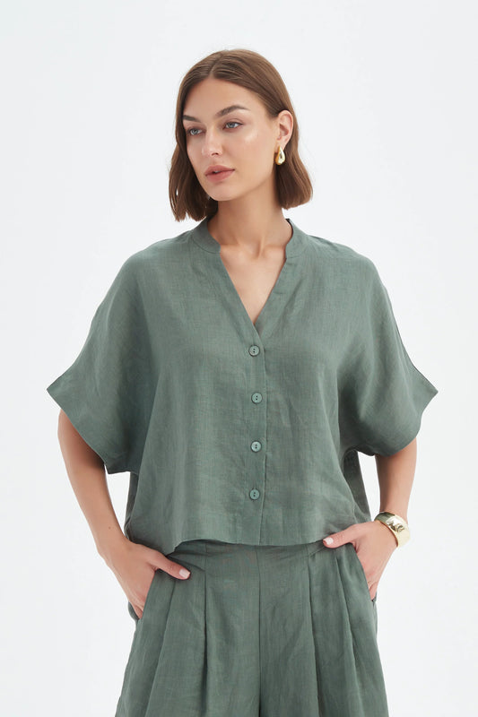 Tirelli Shirts , the Boxy Button Linen Shirt