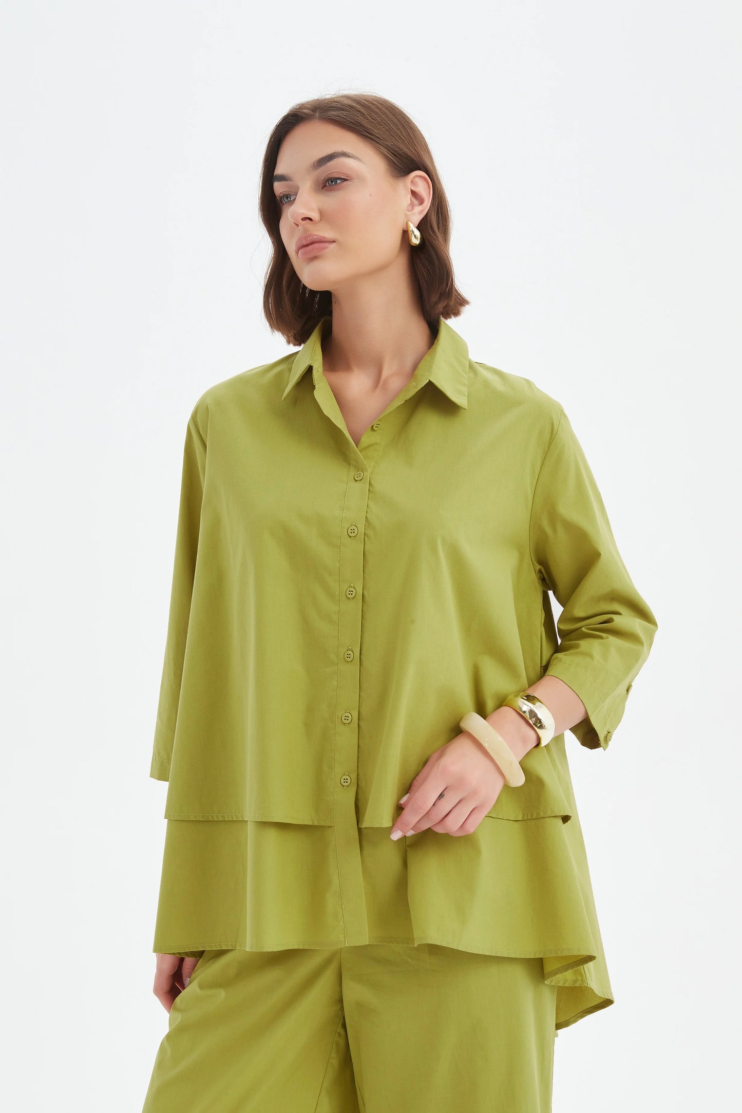 Tirelli Shirts , the Tiered Front Lyocell Shirt