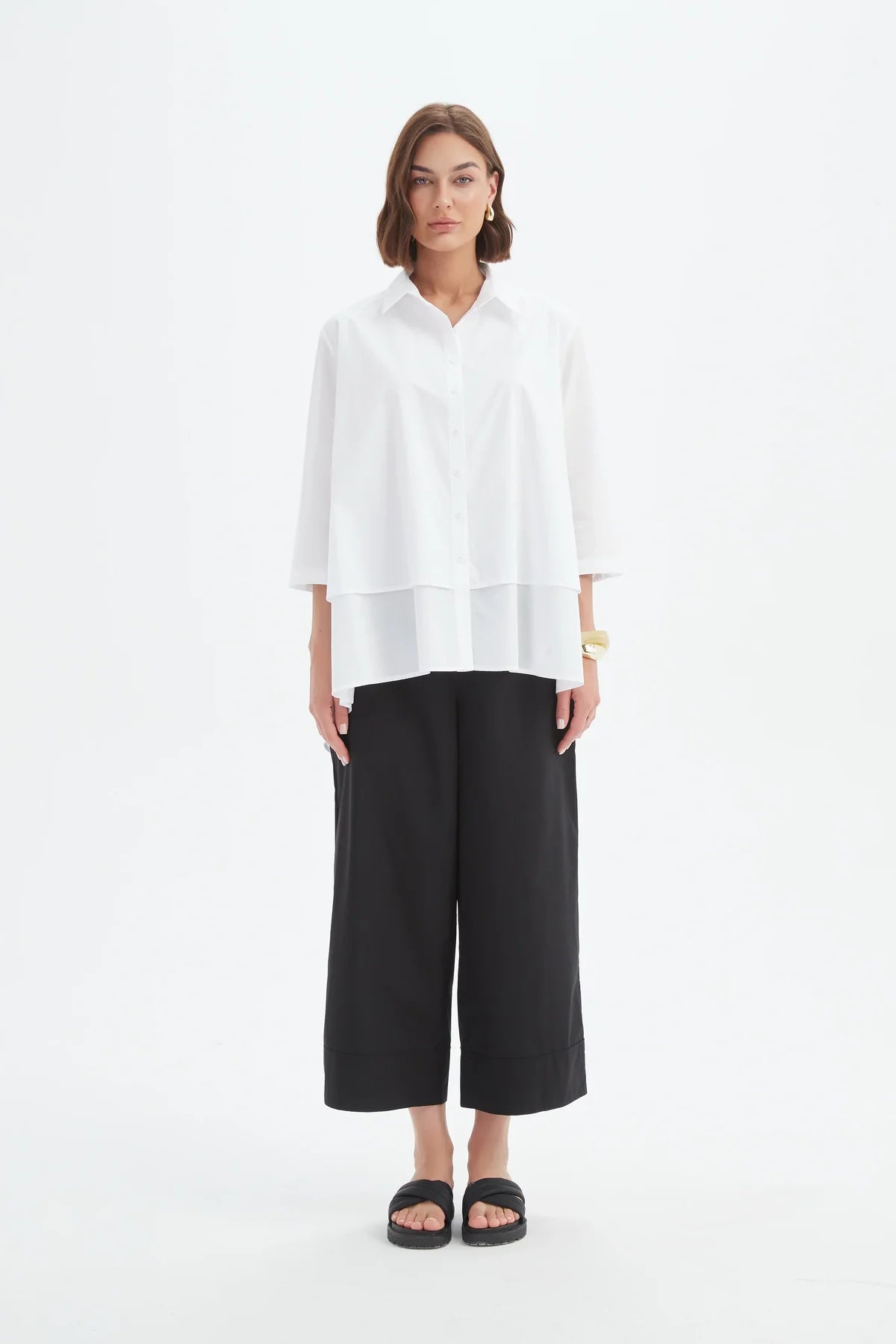 Tirelli Shirts , the Tiered Front Lyocell Shirt