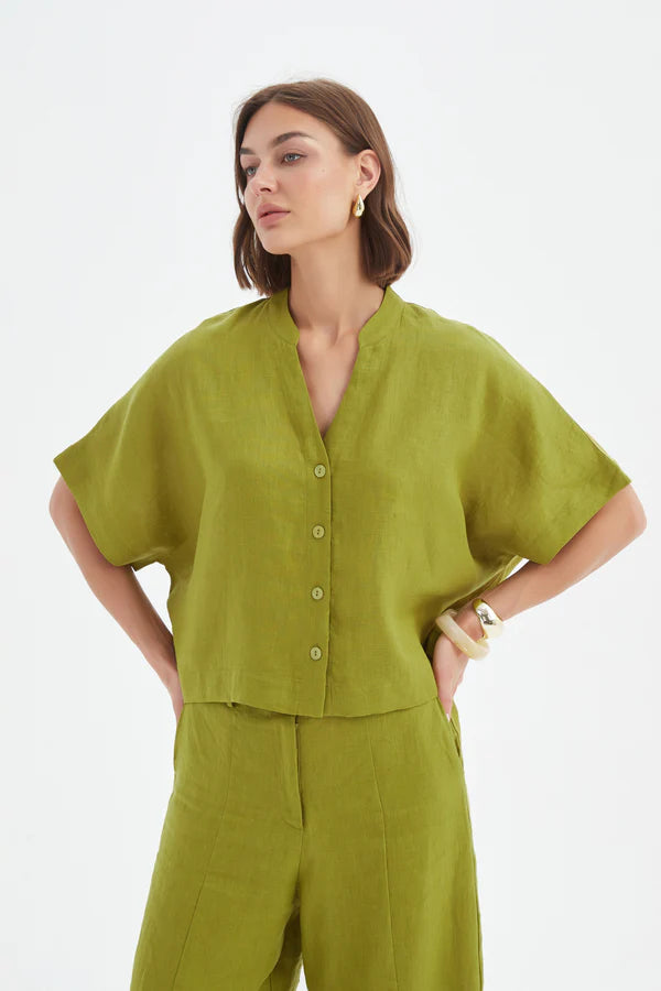 Tirelli Shirts , the Boxy Button Linen Shirt