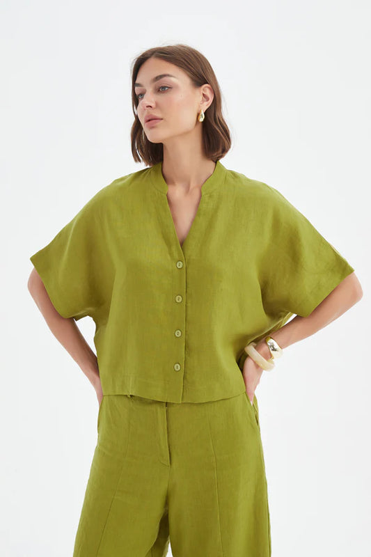 Tirelli Shirts , the Boxy Button Linen Shirt