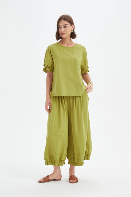 Tirelli Ruffle Sleeve Lyocell Top