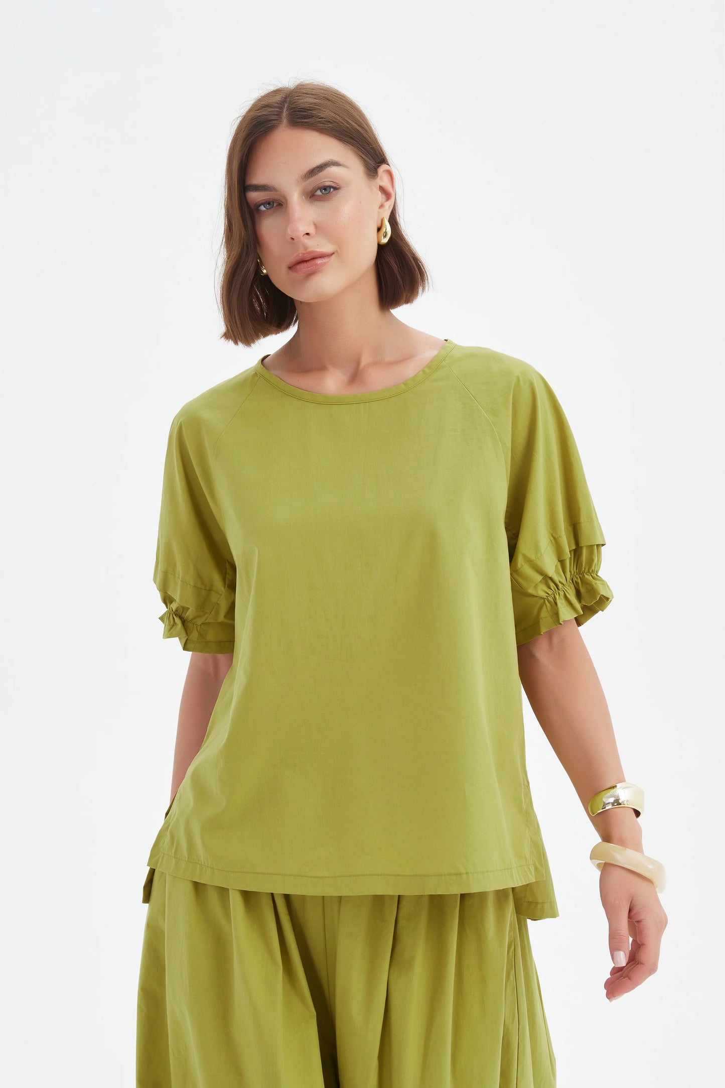 Tirelli Ruffle Sleeve Lyocell Top