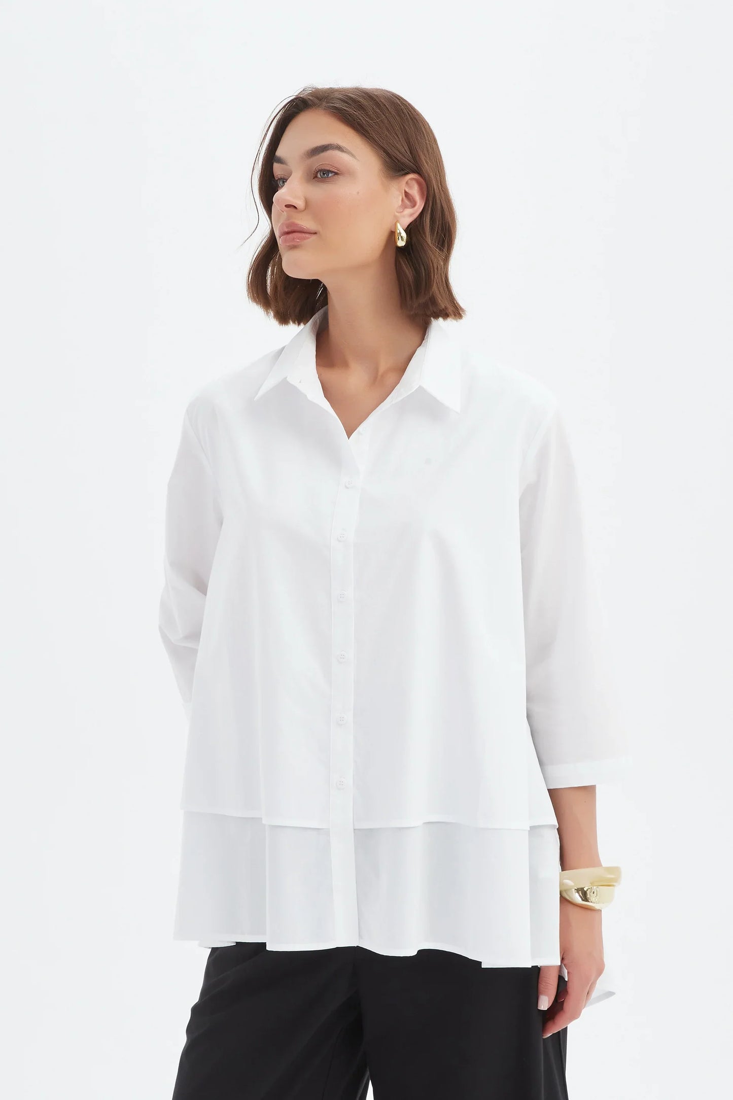Tirelli Shirts , the Tiered Front Lyocell Shirt