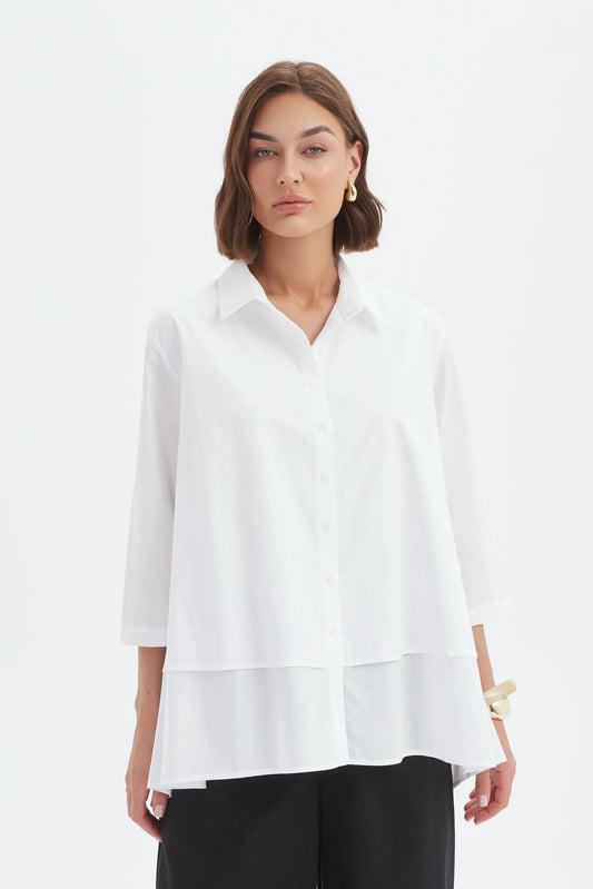 Tirelli Shirts , the Tiered Front Lyocell Shirt
