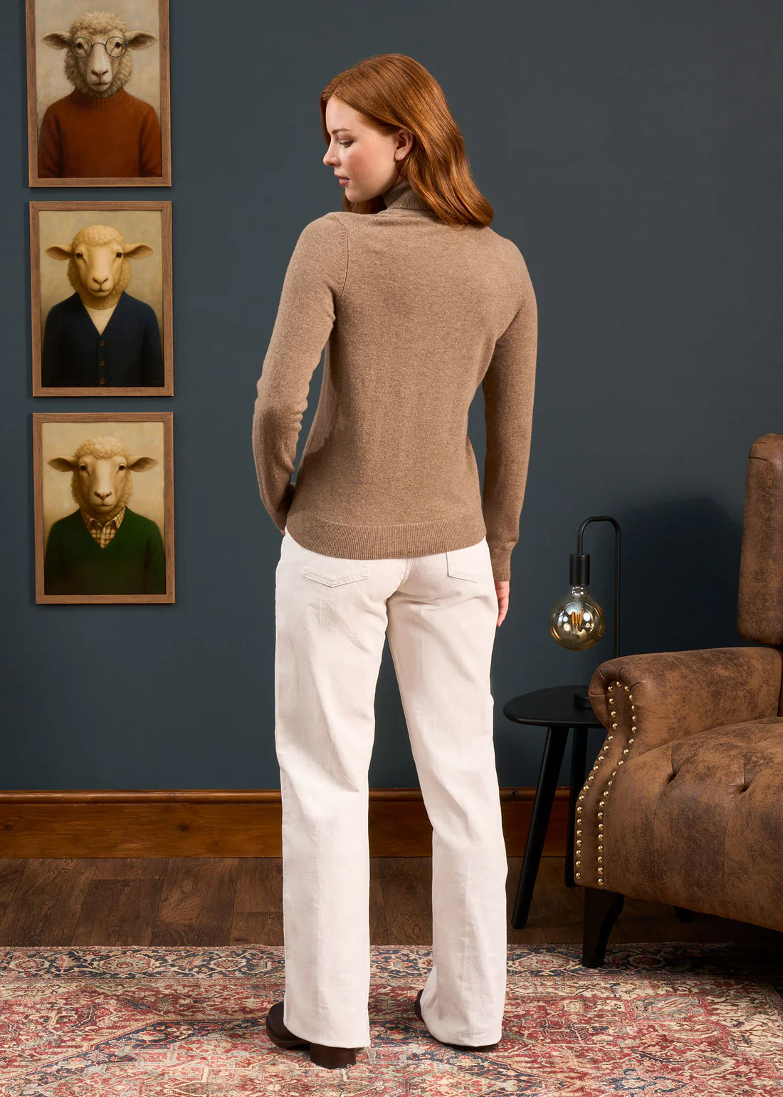 Alan Paine Ladies Knitwear - Clara Wool/Cashmere - Pecan