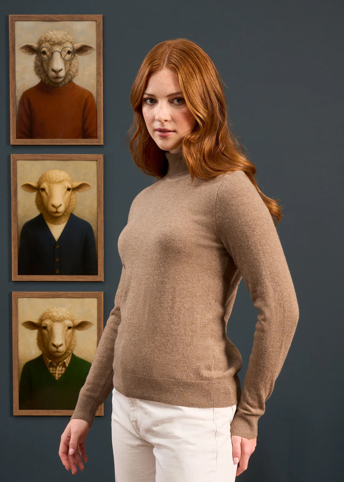 Alan Paine Ladies Knitwear - Clara Wool/Cashmere - Pecan