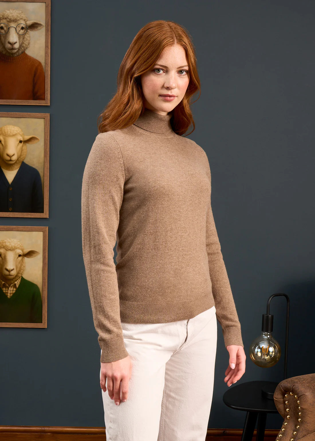 Alan Paine Ladies Knitwear - Clara Wool/Cashmere - Pecan