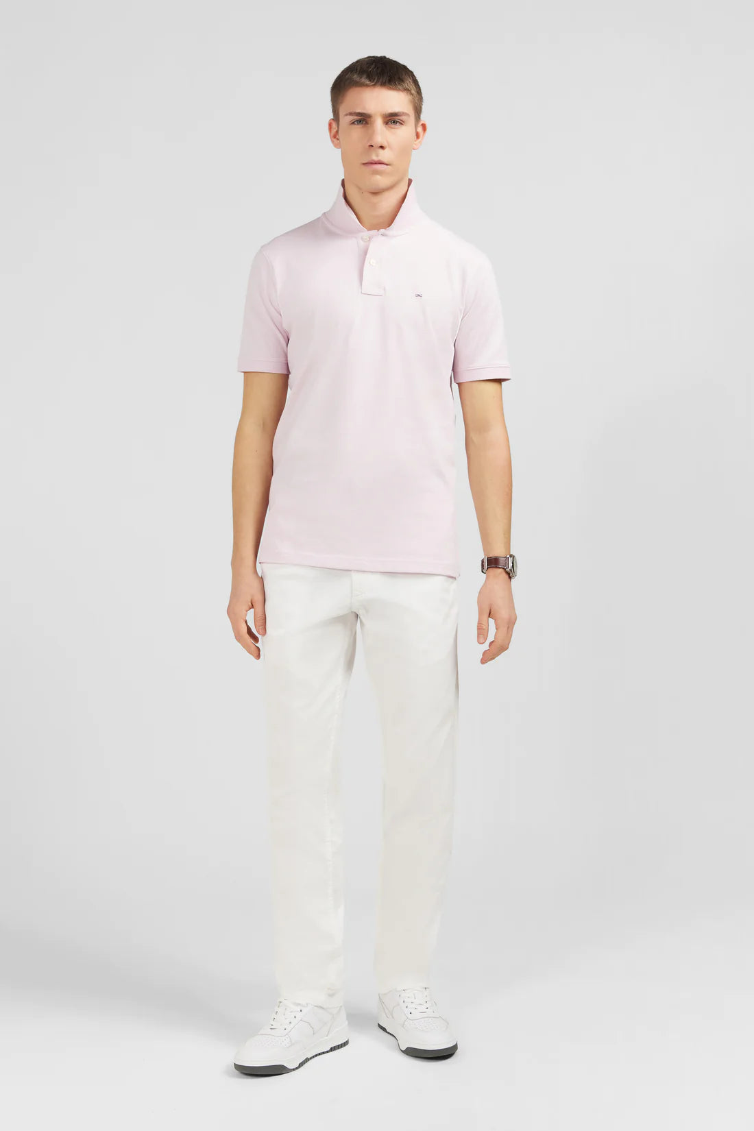 Eden Park Polo Shirts Plain pink short-sleeved polo shirt