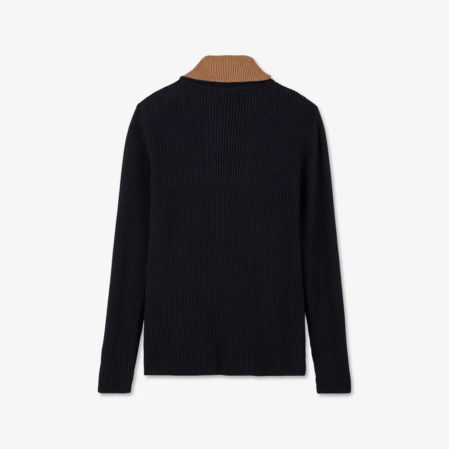 Eden Park Knitwear, the H Bla Pull R Army Dark blue zip-neck jumper in ribbed knit