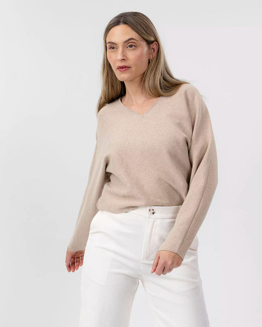 Holebrook, Barbro V-Neck In Khaki - (Khaki)