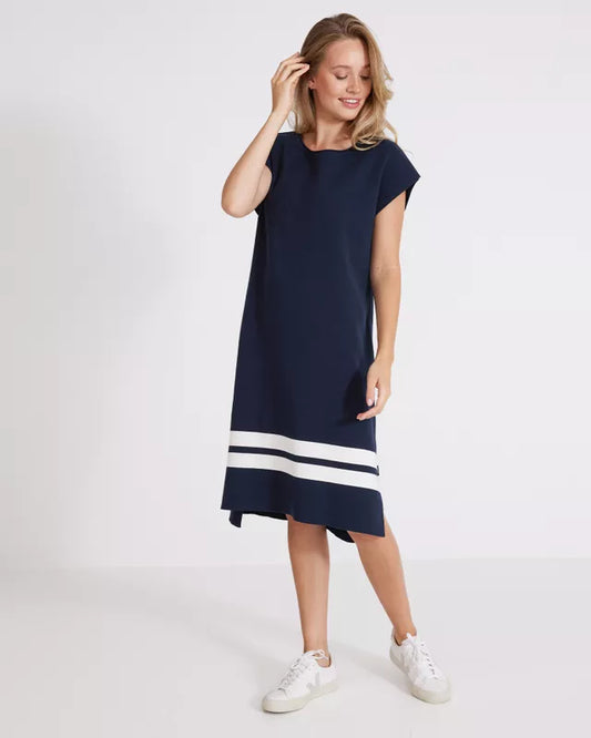 Holebrook Ladies, the Nadja Dress in Navy / Off White (299 Navy / Off White)
