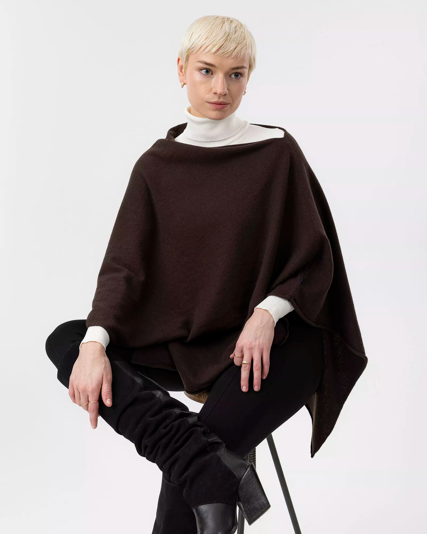 Holebrook, Sofia Poncho In Dark Chocolate - (Dark Chocolate)