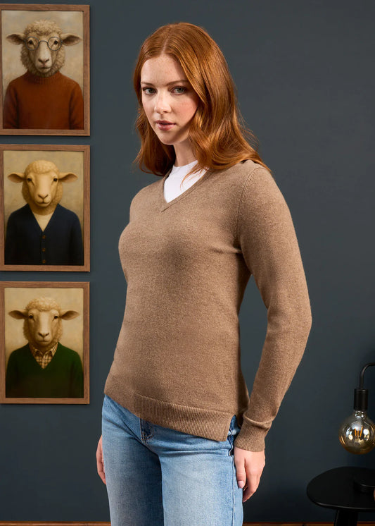 Alan Paine Ladies Knitwear - Isla Wool/Cashmere - Pecan