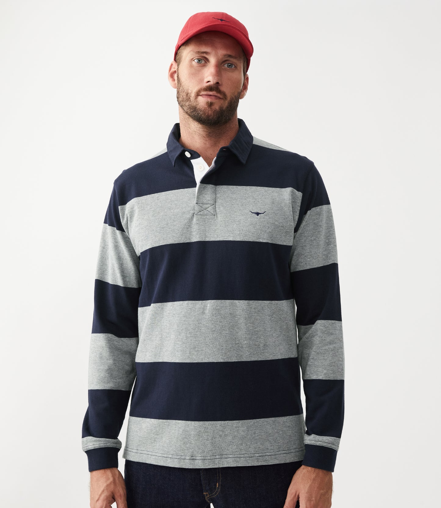 R.M Williams Rugby Shirts, The Tweedale Rugby in Navy/Grey
