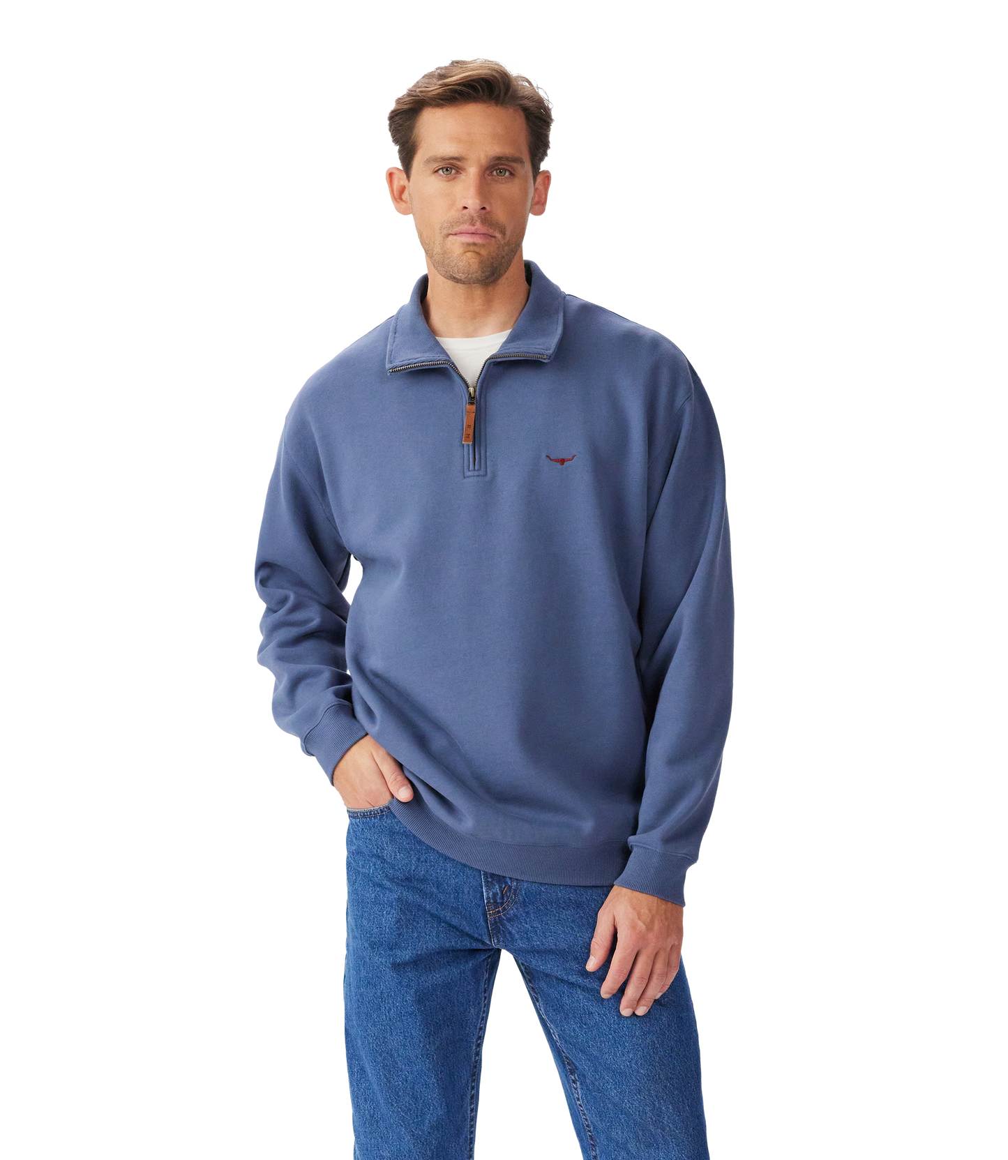 R.M. Williams Mulyungarie 1/4 Zip Sweatshirt in Blue