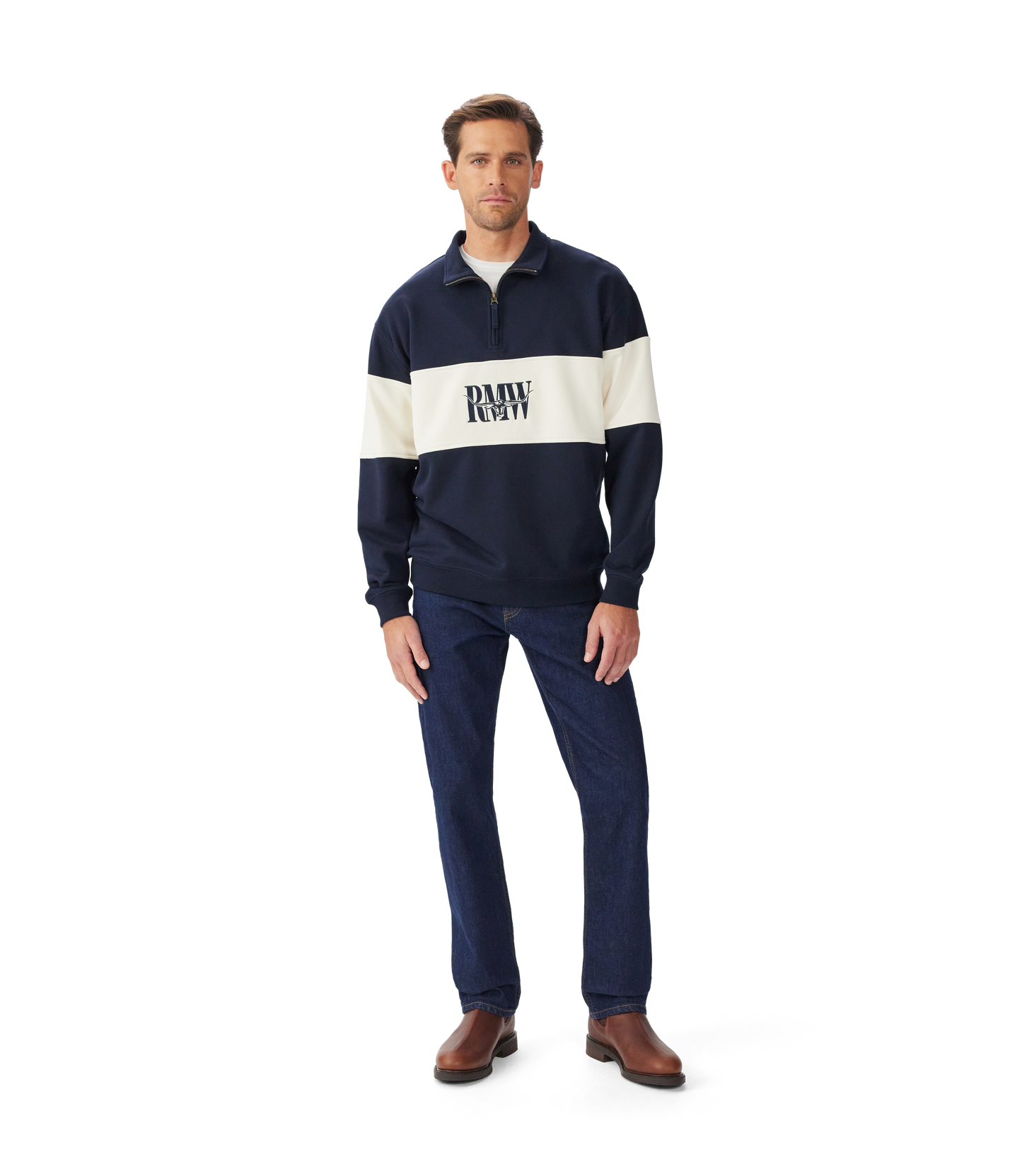 R.M. Williams Heritage 1/4 Zip Sweatshirt in Navy