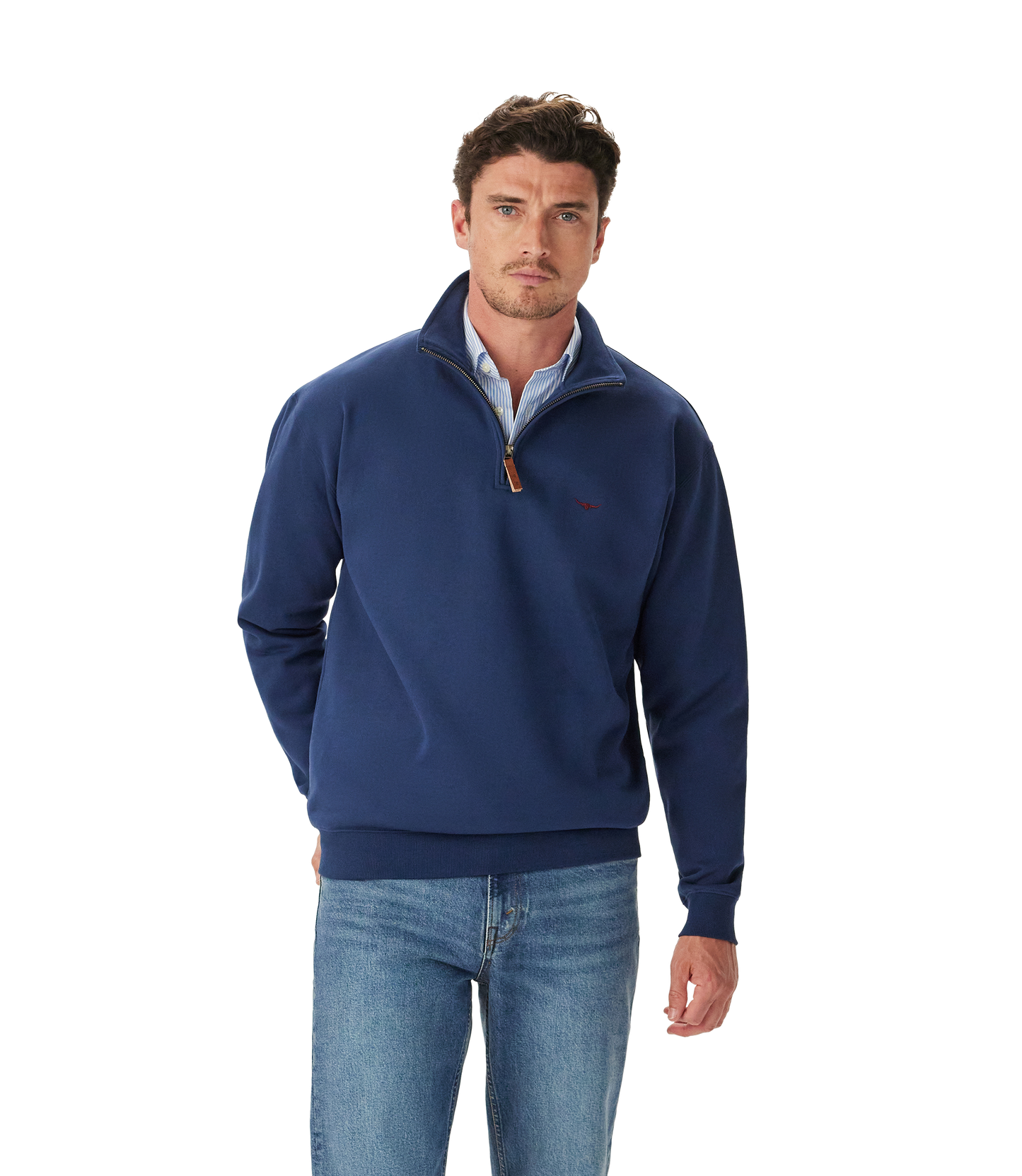 R.M. Williams, the Mulyungarie 1/4 Zip Sweatshirt - Vintage Blue