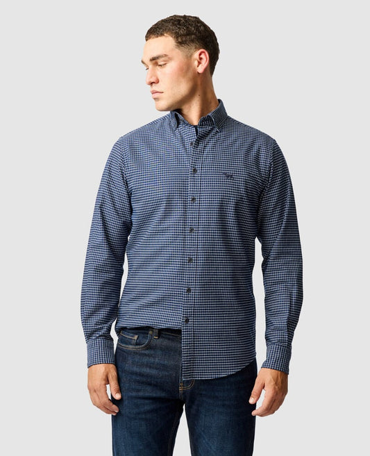 Rodd & Gunn, the Gunn Check Oxford 5 in Midnight