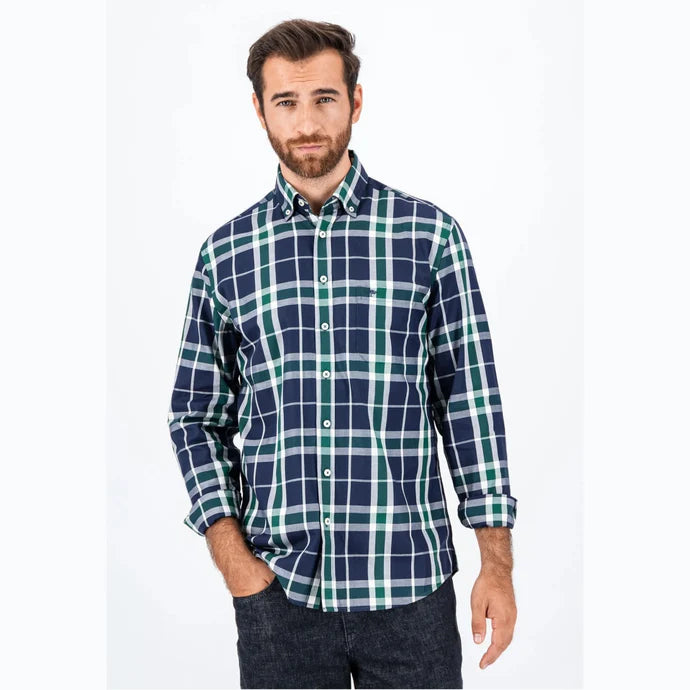 Fynch-Hatton, The Big Check, Button Down, Long Sleeve Shirt - (685 Navy)