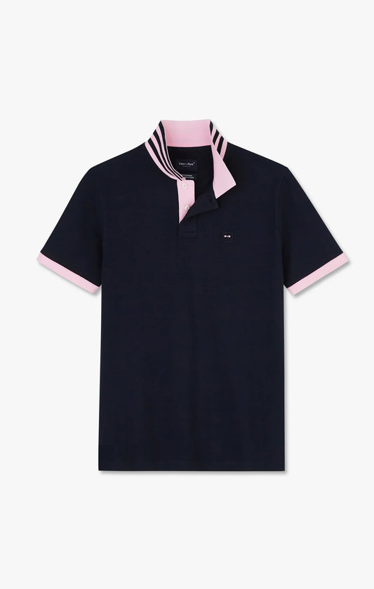 Eden Park Polo Shirts Navy blue pima cotton polo shirt with contrasting details
