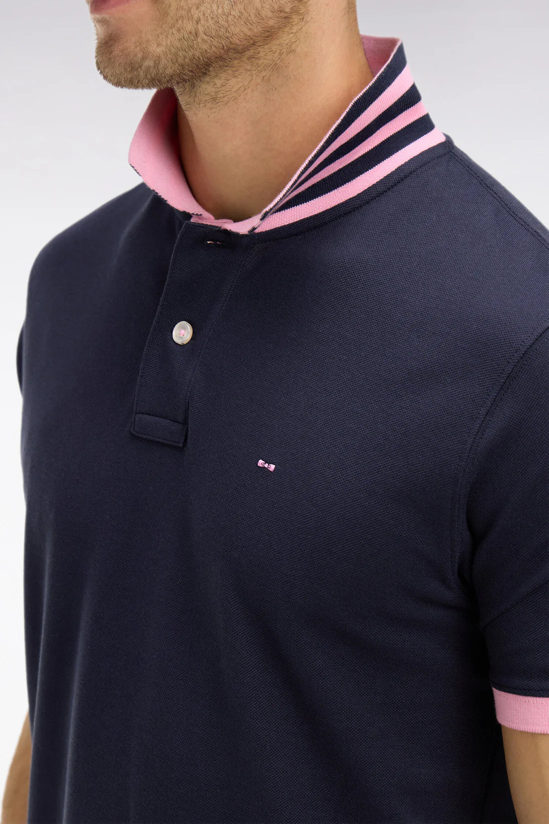 Eden Park Polo Shirts - Navy pima cotton polo with contrasting accents