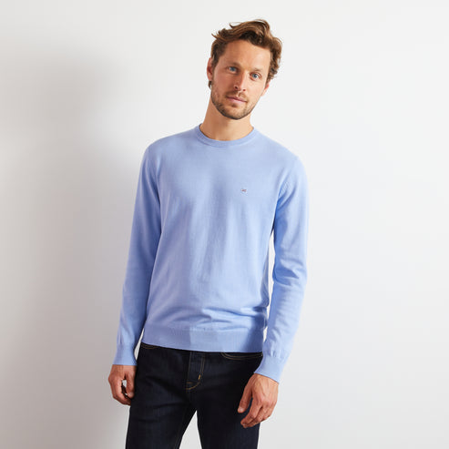 Eden Park Knitwear - Crew light blue cotton jumper