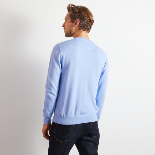Eden Park Knitwear - Crew light blue cotton jumper